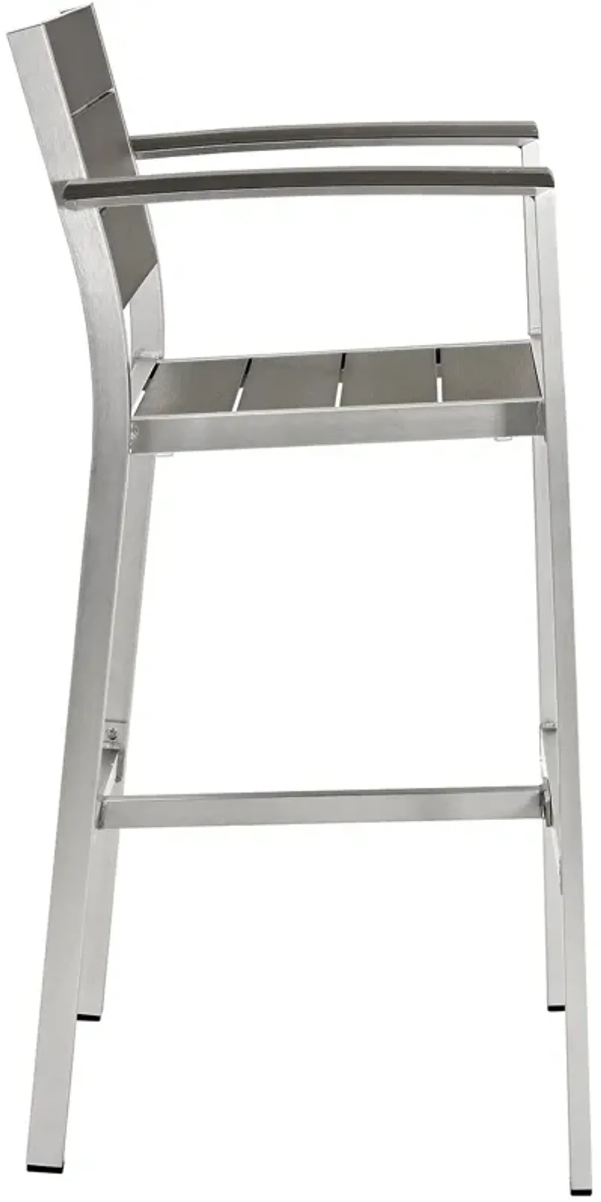 Shore Outdoor Patio Aluminum Bar Stool by Modway Silver Gray
