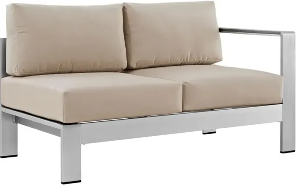 Shore Right-Arm Corner Sectional Outdoor Patio Aluminum Loveseat by Modway Silver Beige