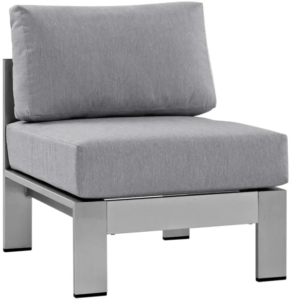 Shore Armless Outdoor Patio Aluminum Chair by Modway Silver Gray