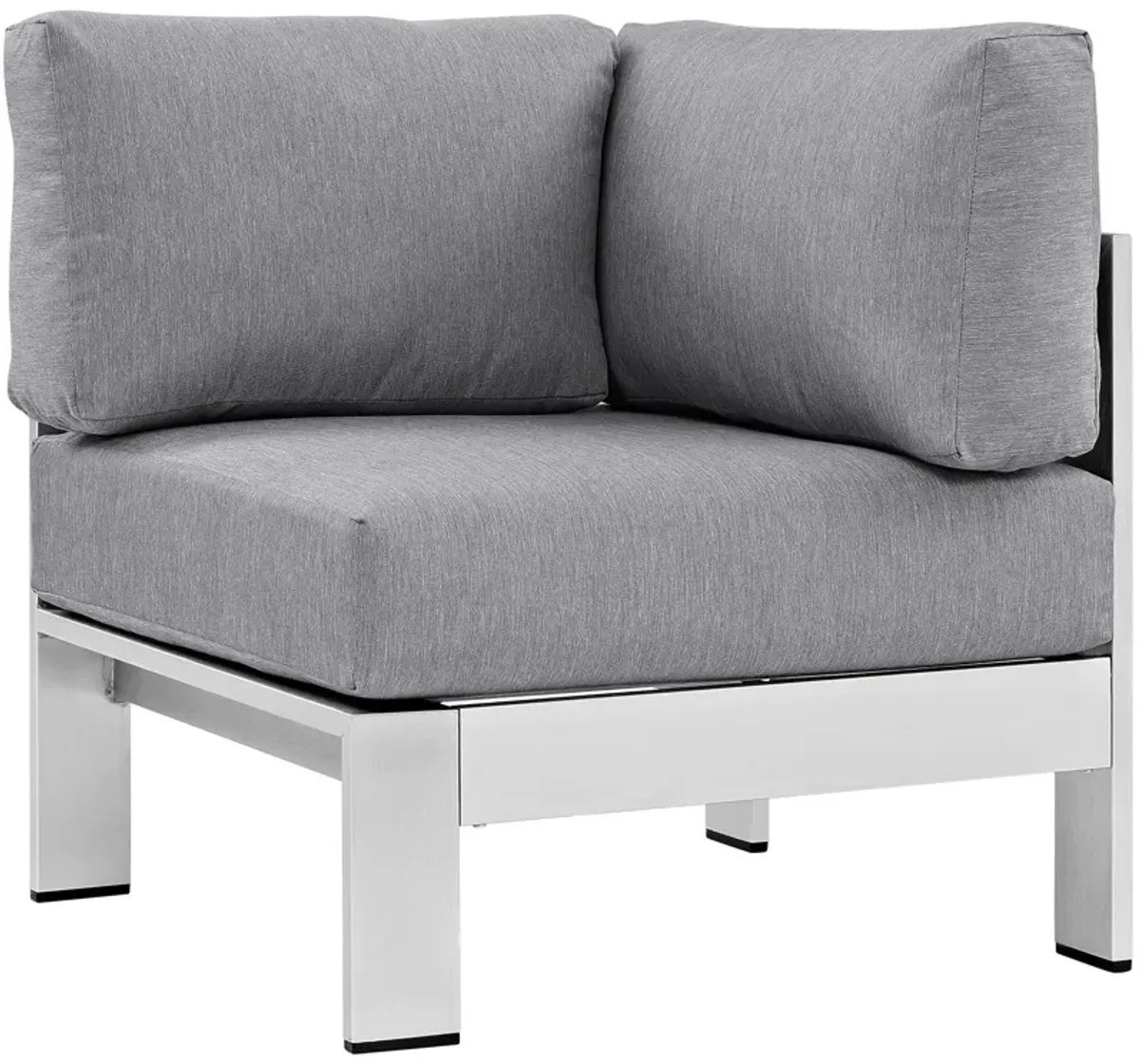 Shore Outdoor Patio Aluminum Corner Sofa by Modway Silver Gray