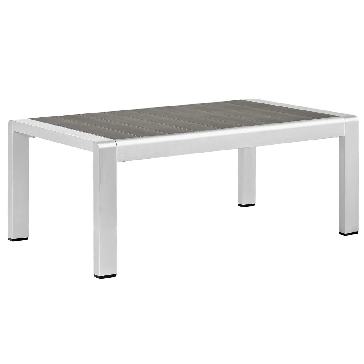 Shore Outdoor Patio Aluminum Coffee Table by Modway Silver Gray