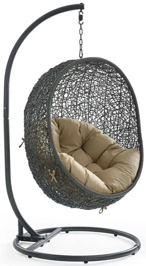 Hide Outdoor Patio Swing Chair With Stand by Modway Gray Mocha