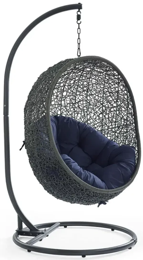 Hide Outdoor Patio Swing Chair With Stand by Modway Gray Navy