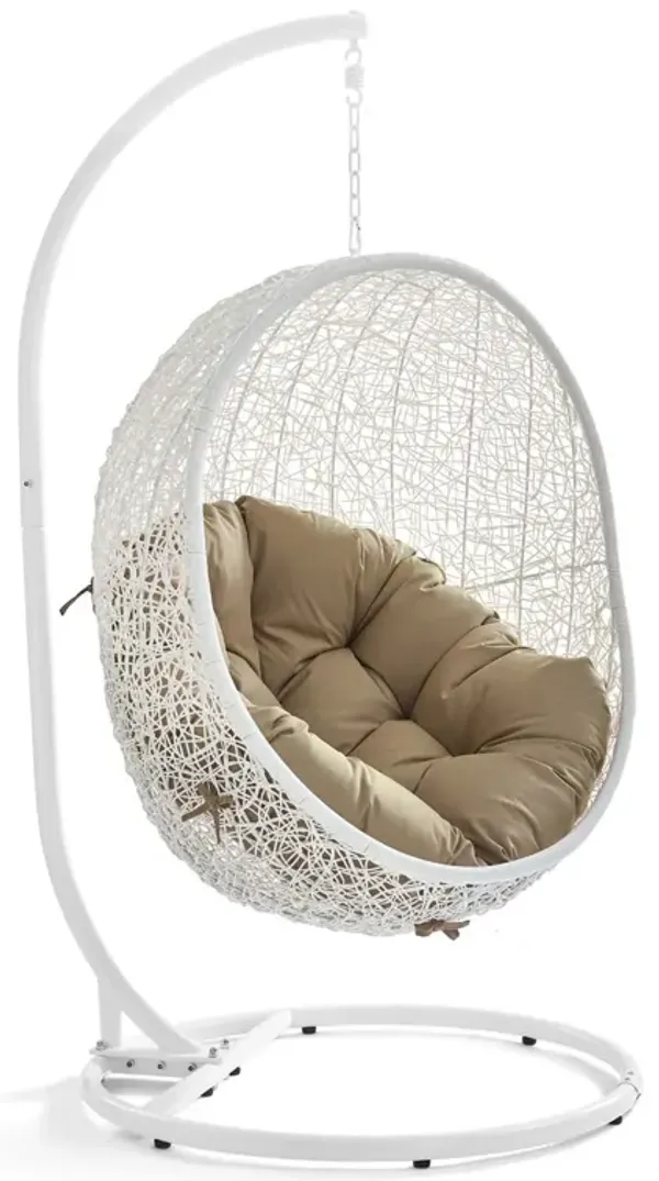 Hide Outdoor Patio Swing Chair With Stand by Modway White Mocha