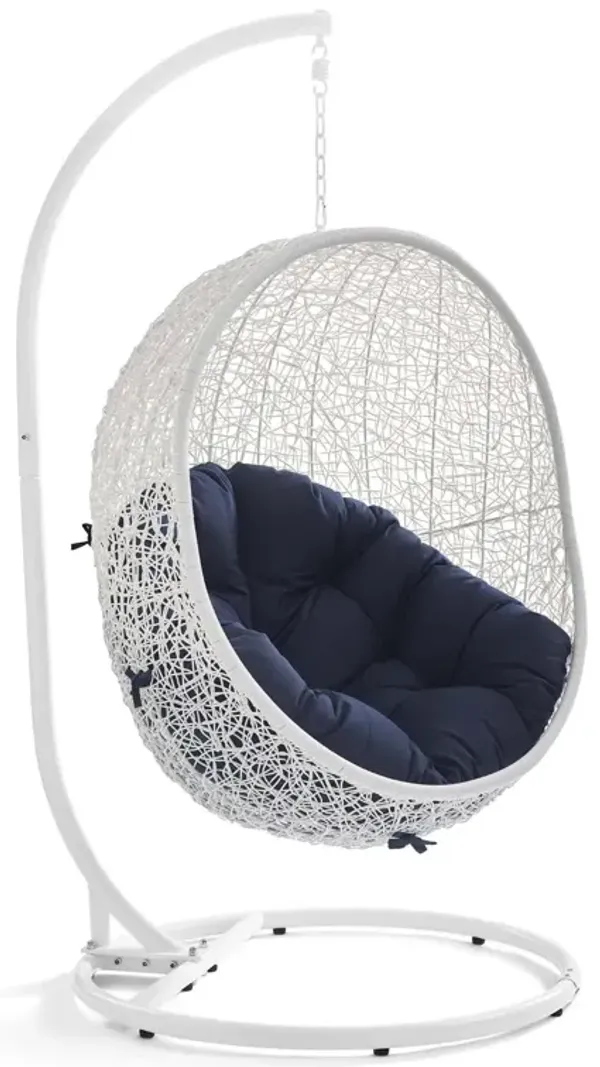 Hide Outdoor Patio Swing Chair With Stand by Modway White Navy