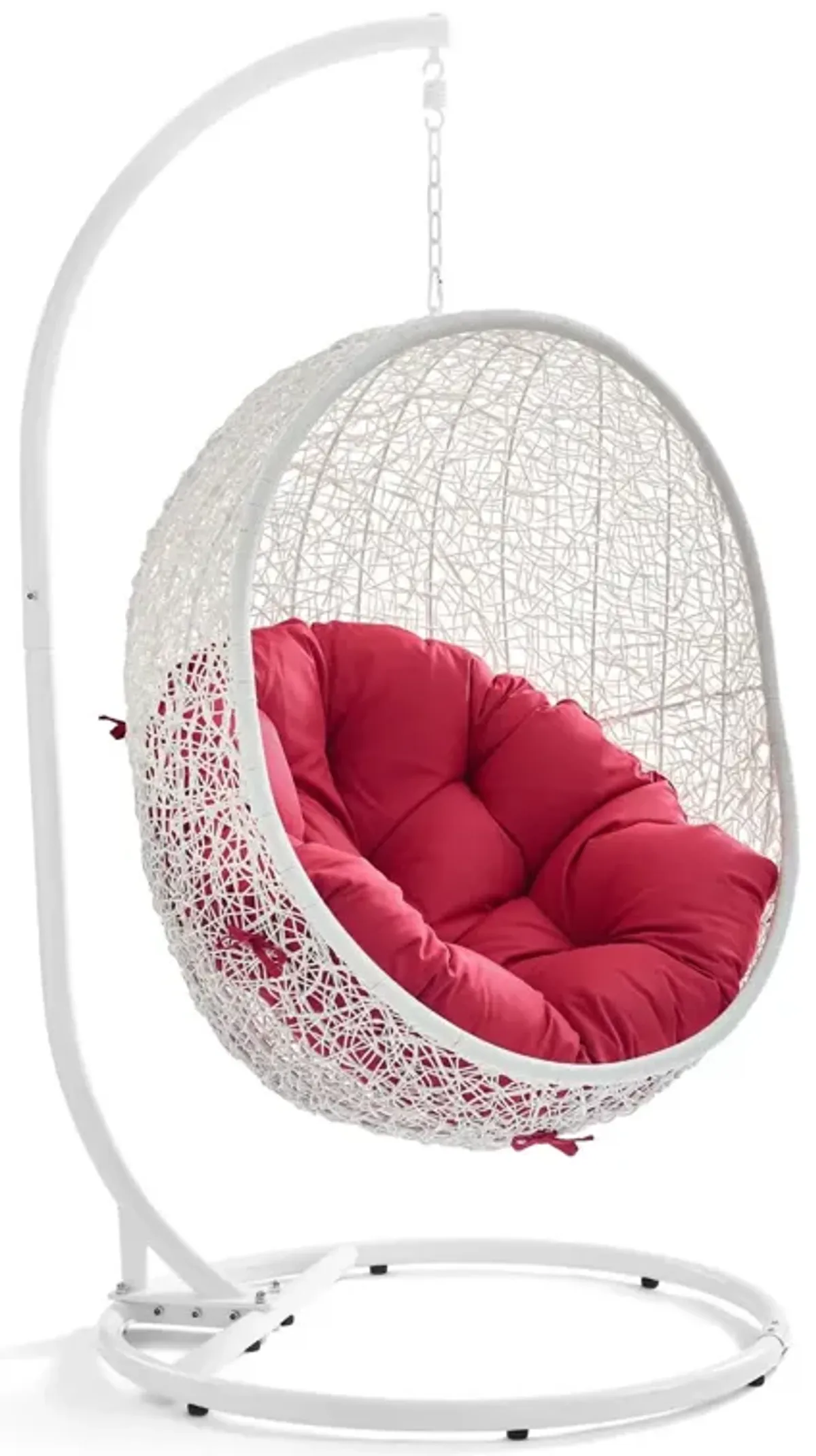 Hide Outdoor Patio Swing Chair With Stand by Modway White Red