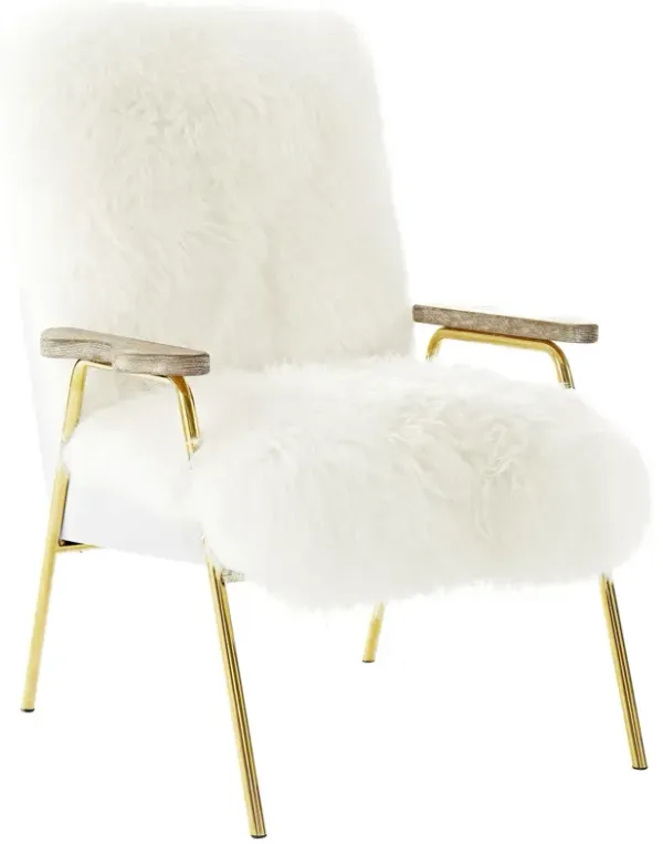 Sprint Sheepskin Armchair by Modway Brown White