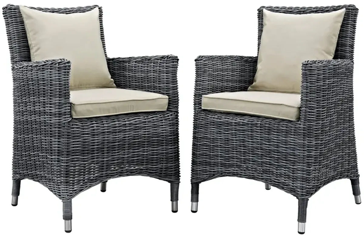 Summon 2 Piece Outdoor Patio Sunbrella® Dining Set by Modway Antique Canvas Beige