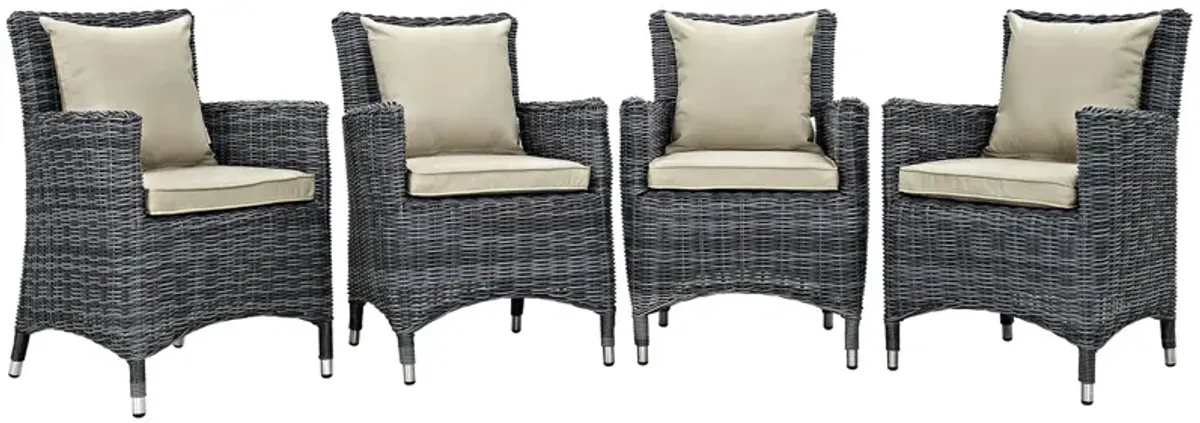 Summon 4 Piece Outdoor Patio Sunbrella® Dining Set by Modway Antique Canvas Beige