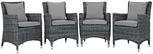 Summon 4 Piece Outdoor Patio Sunbrella® Dining Set by Modway Canvas Gray