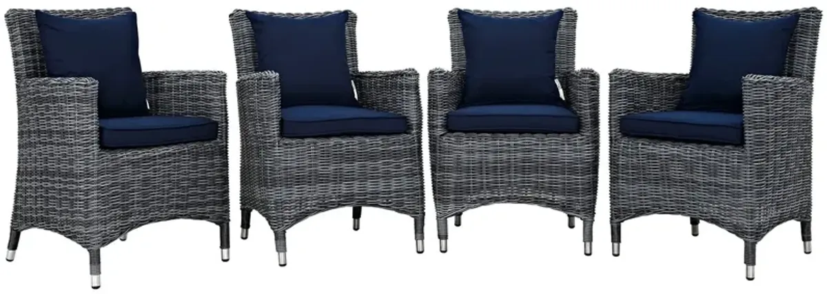 Summon 4 Piece Outdoor Patio Sunbrella® Dining Set by Modway Canvas Navy