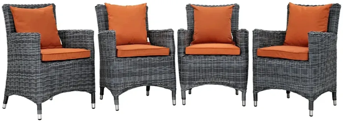Summon 4 Piece Outdoor Patio Sunbrella® Dining Set by Modway Canvas Tuscan
