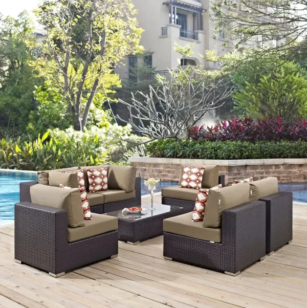 Convene 7 Piece Outdoor Patio Sectional Set by Modway Espresso Orange