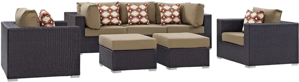 Convene 7 Piece Outdoor Patio Sectional Set by Modway Espresso Mocha