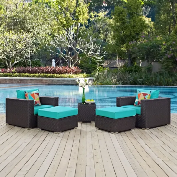 Convene 5 Piece Outdoor Patio Sectional Set by Modway