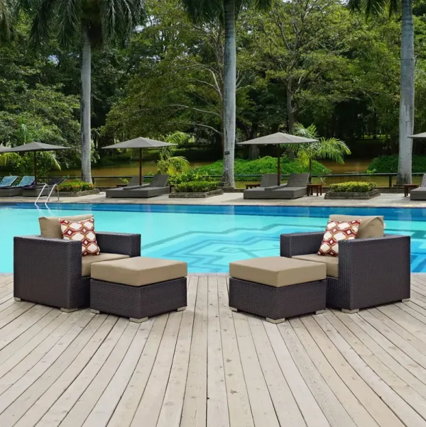 Convene 4 Piece Outdoor Patio Sectional Set by Modway Espresso Turquoise
