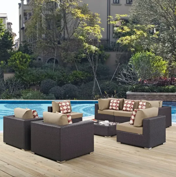 Convene 8 Piece Outdoor Patio Sectional Set by Modway Espresso Mocha