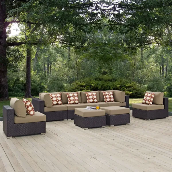 Convene 8 Piece Outdoor Patio Sectional Set by Modway Espresso Orange