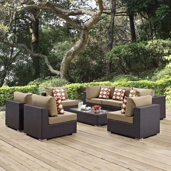 Convene 8 Piece Outdoor Patio Sectional Set by Modway Espresso Orange