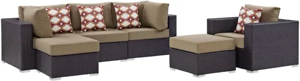 Convene 6 Piece Outdoor Patio Sectional Set by Modway Espresso Mocha