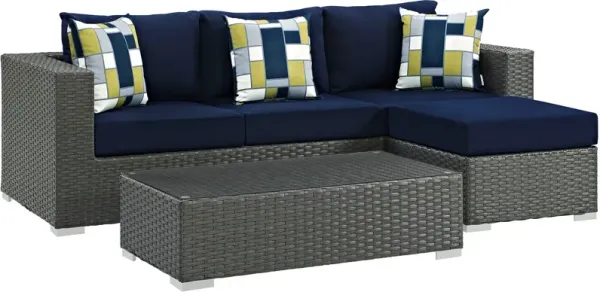 Sojourn 3 Piece Outdoor Patio Sunbrella® Sectional Set by Modway