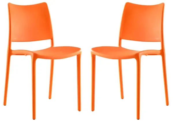 Hipster Dining Side Chair Set of 2 by Modway Orange