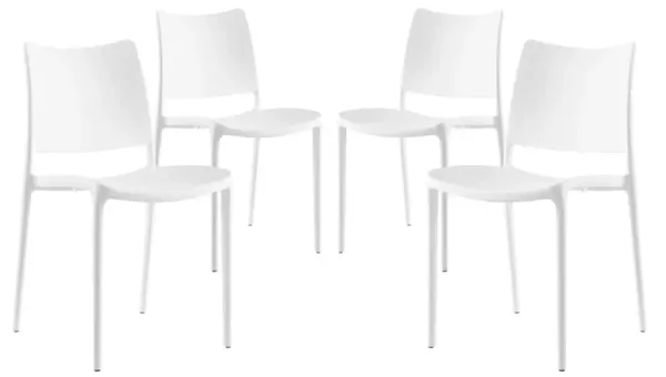 Hipster Dining Side Chair Set of 4 by Modway White