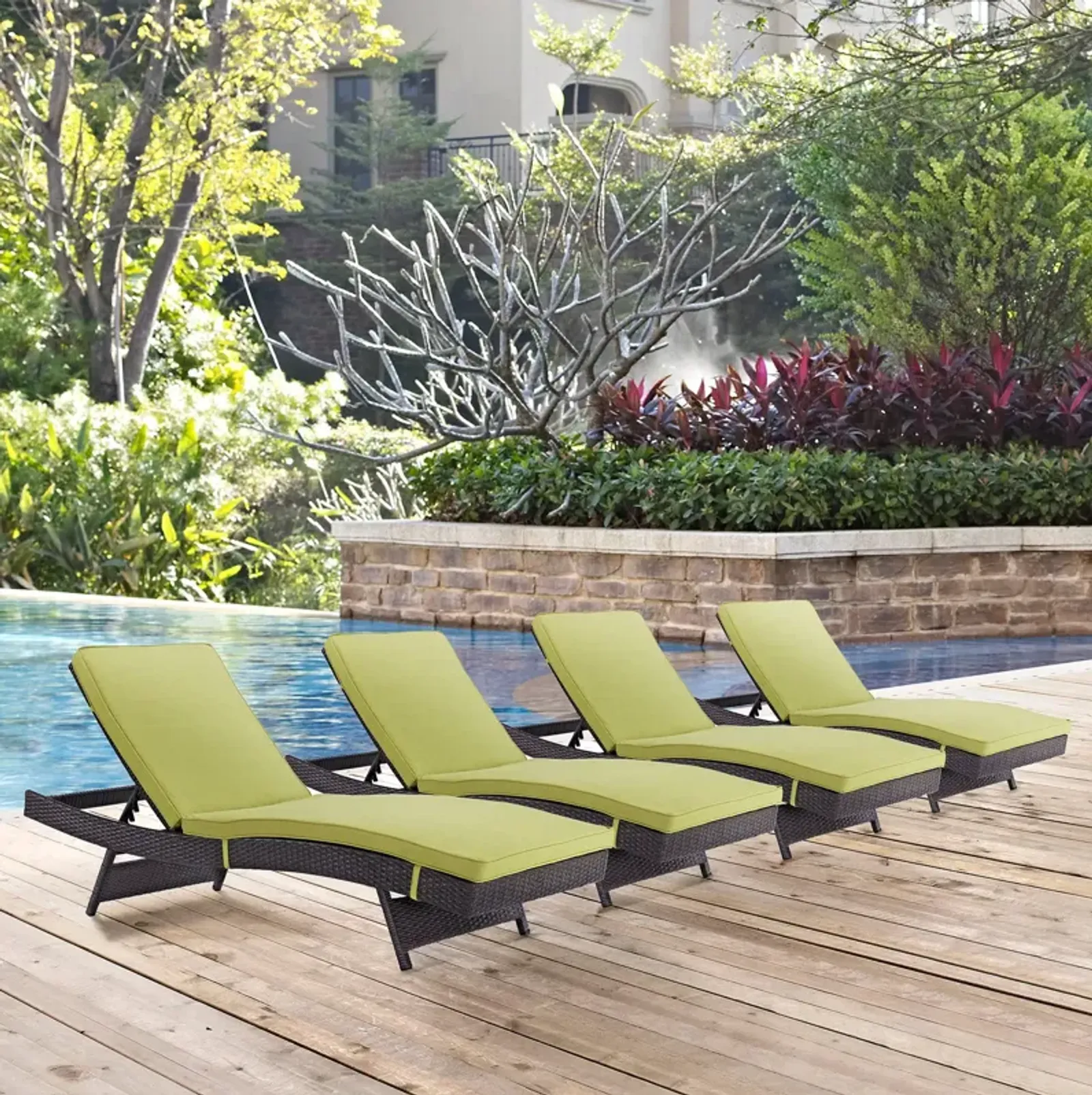 Convene Chaise Outdoor Patio Set of 4 by Modway