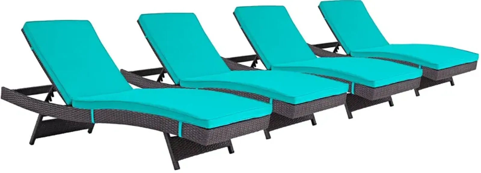 Convene Chaise Outdoor Patio Set of 4 by Modway (EEI-2429-EXP-TRQ-SET)