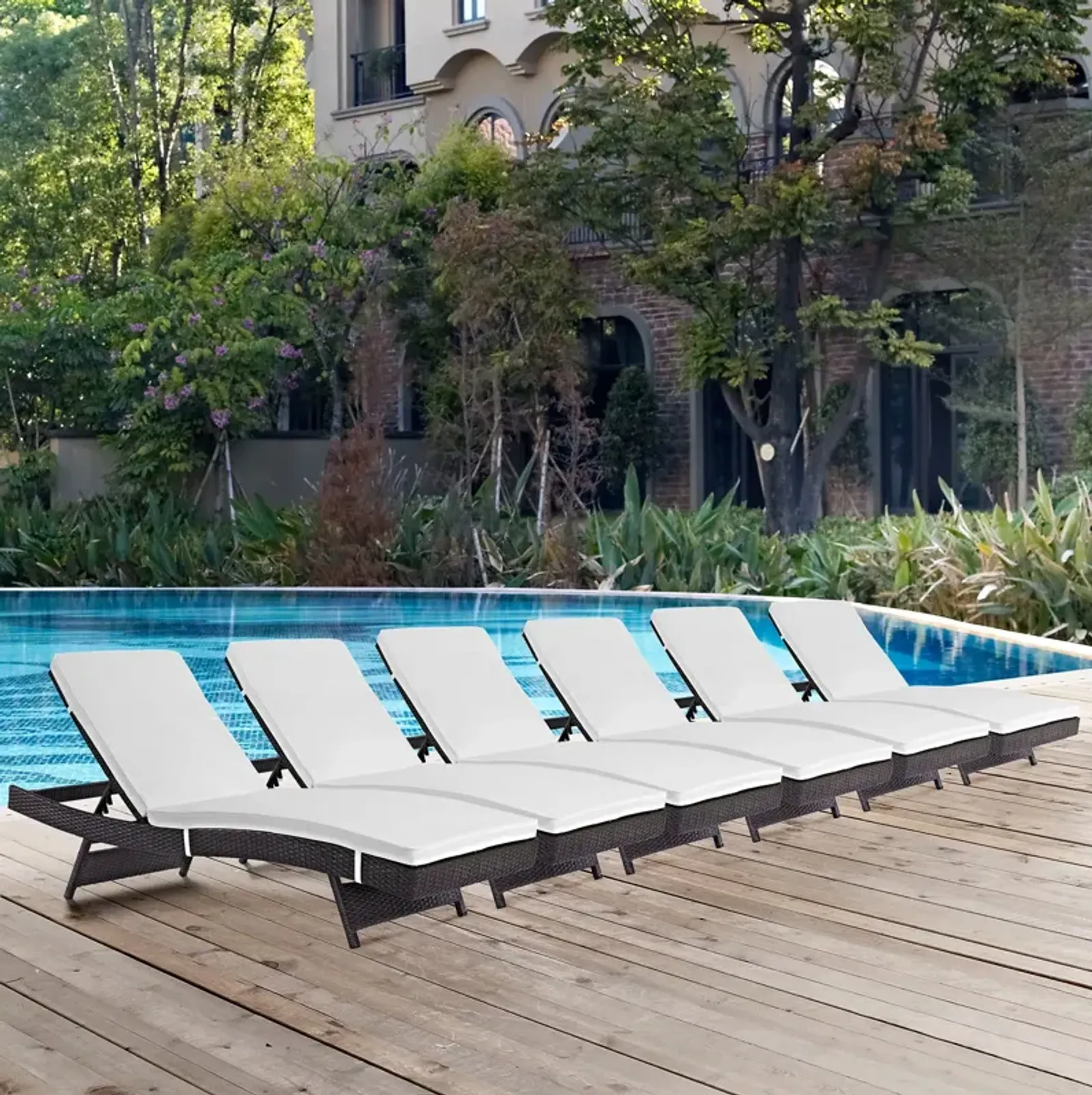 Convene Chaise Outdoor Patio Set of 6 by Modway (EEI-2430-EXP-WHI-SET)