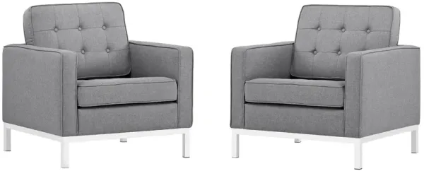 Loft Armchairs Upholstered Fabric Set of 2 by Modway Light Gray