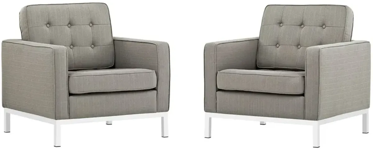 Loft Armchairs Upholstered Fabric Set of 2 by Modway Teal