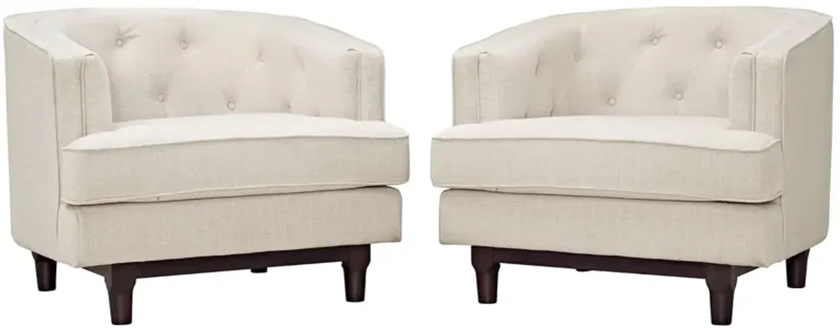 Coast Armchairs Set of 2 by Modway Beige
