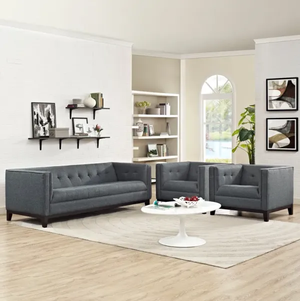 Serve Living Room Set Set of 3 by Modway Gray