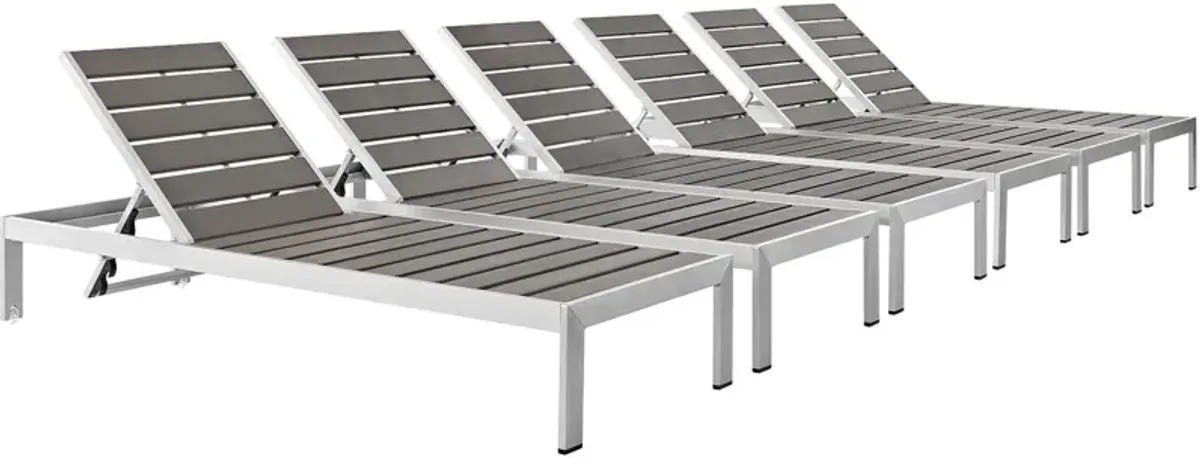 Shore Chaise Outdoor Patio Aluminum Set of 6 by Modway