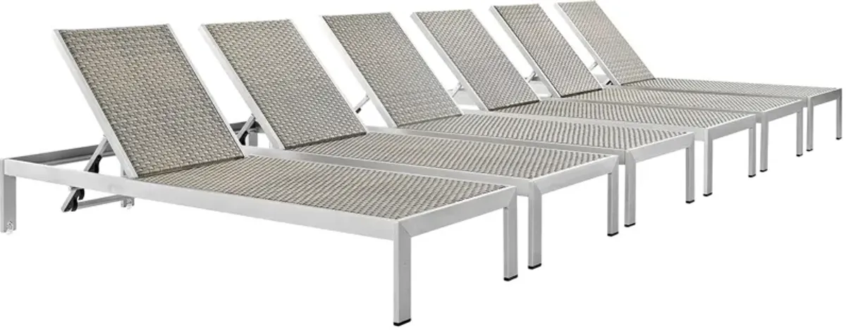Shore Chaise Outdoor Patio Aluminum Set of 6 by Modway