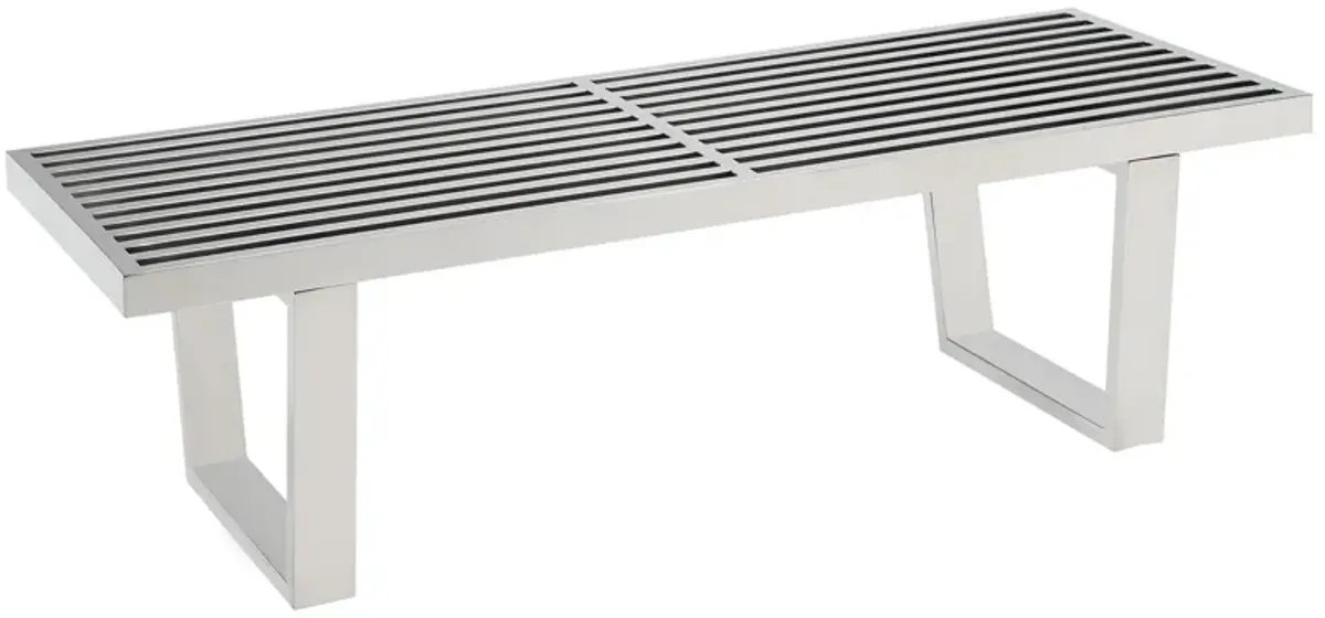 Sauna 4' Stainless Steel Bench by Modway Silver
