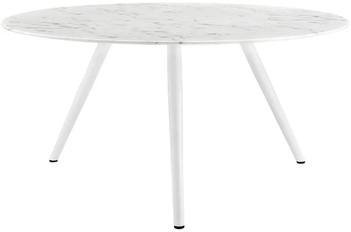 Lippa Round Artificial Marble Dining Table with Tripod Base by Modway 60" / White