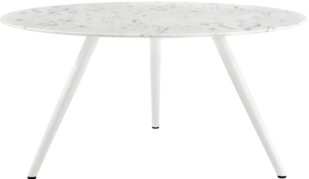 Lippa Round Artificial Marble Dining Table with Tripod Base by Modway 60" / White