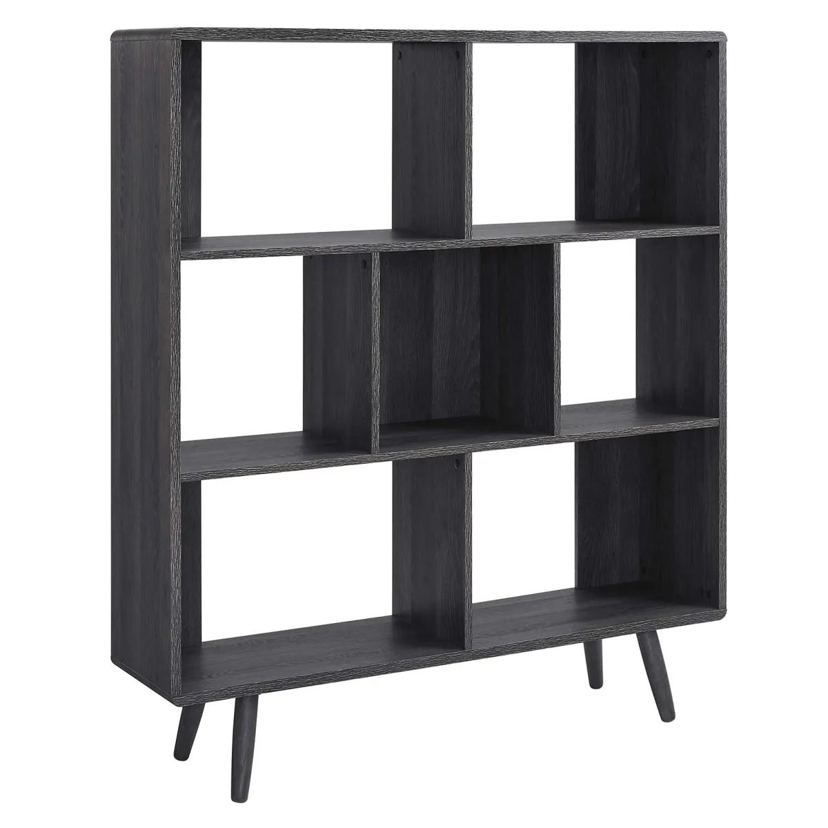 Transmit 7 Shelf Wood Grain Bookcase by Modway Charcoal