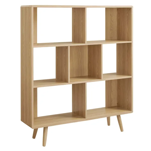 Transmit 7 Shelf Wood Grain Bookcase by Modway Oak