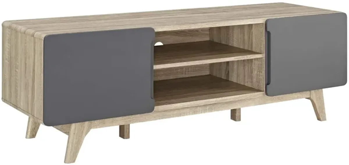 Tread 59" TV Stand by Modway Natural Gray