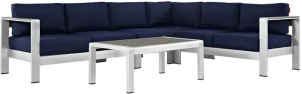 Shore 5 Piece Outdoor Patio Aluminum Sectional Sofa Set by Modway