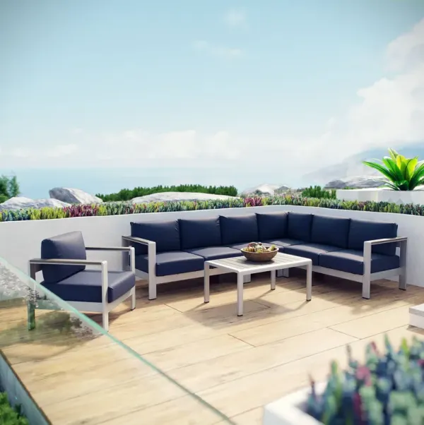 Shore 6 Piece Outdoor Patio Aluminum Sectional Sofa Set by Modway