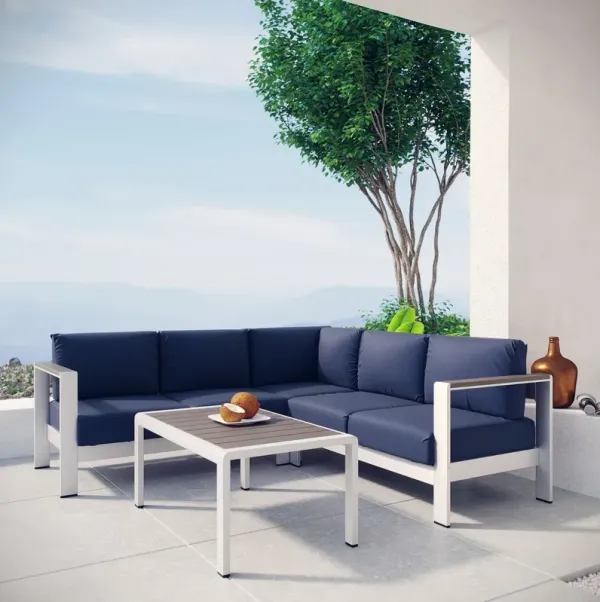 Shore 4 Piece Outdoor Patio Aluminum Sectional Sofa Set by Modway