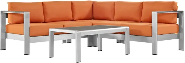 Shore 4 Piece Outdoor Patio Aluminum Sectional Sofa Set by Modway