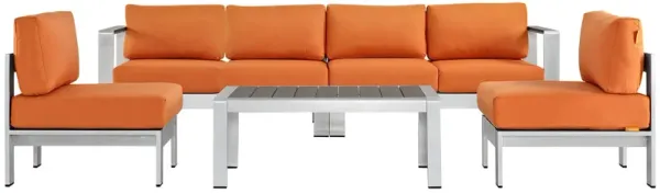 Shore 5 Piece Outdoor Patio Aluminum Sectional Sofa Set by Modway
