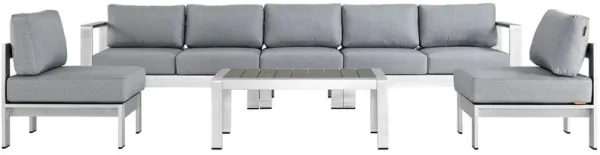 Shore 6 Piece Outdoor Patio Aluminum Sectional Sofa Set by Modway
