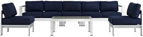 Shore 6 Piece Outdoor Patio Aluminum Sectional Sofa Set by Modway