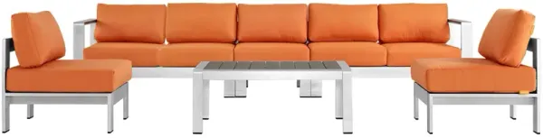 Shore 6 Piece Outdoor Patio Aluminum Sectional Sofa Set by Modway